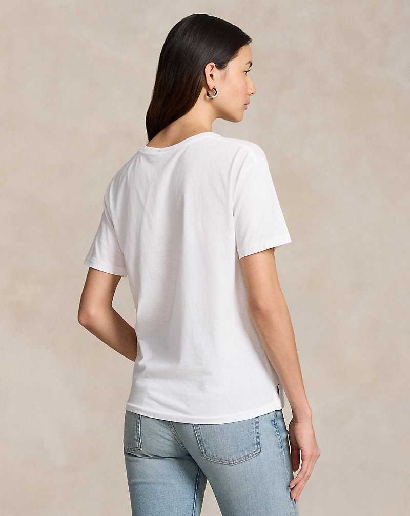 Camiseta Ralph Lauren Cotton Jersey Crewneck Mujer Blancos | NOPHIYU-18 - vista 4