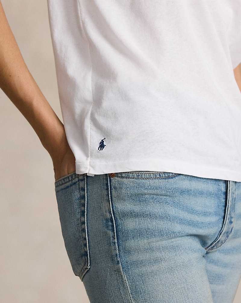 Camiseta Ralph Lauren Cotton Jersey Crewneck Mujer Blancos | NOPHIYU-18 - vista 5