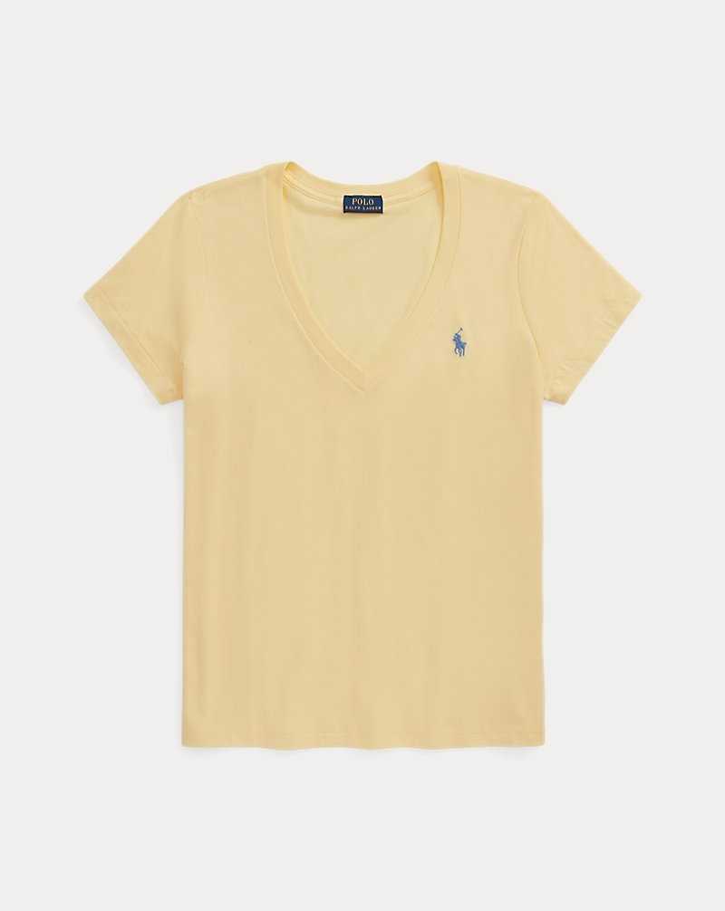 Camiseta Ralph Lauren Cotton Jersey V-Neck Mujer Amarillos | RKSDJUN-31 - vista 2