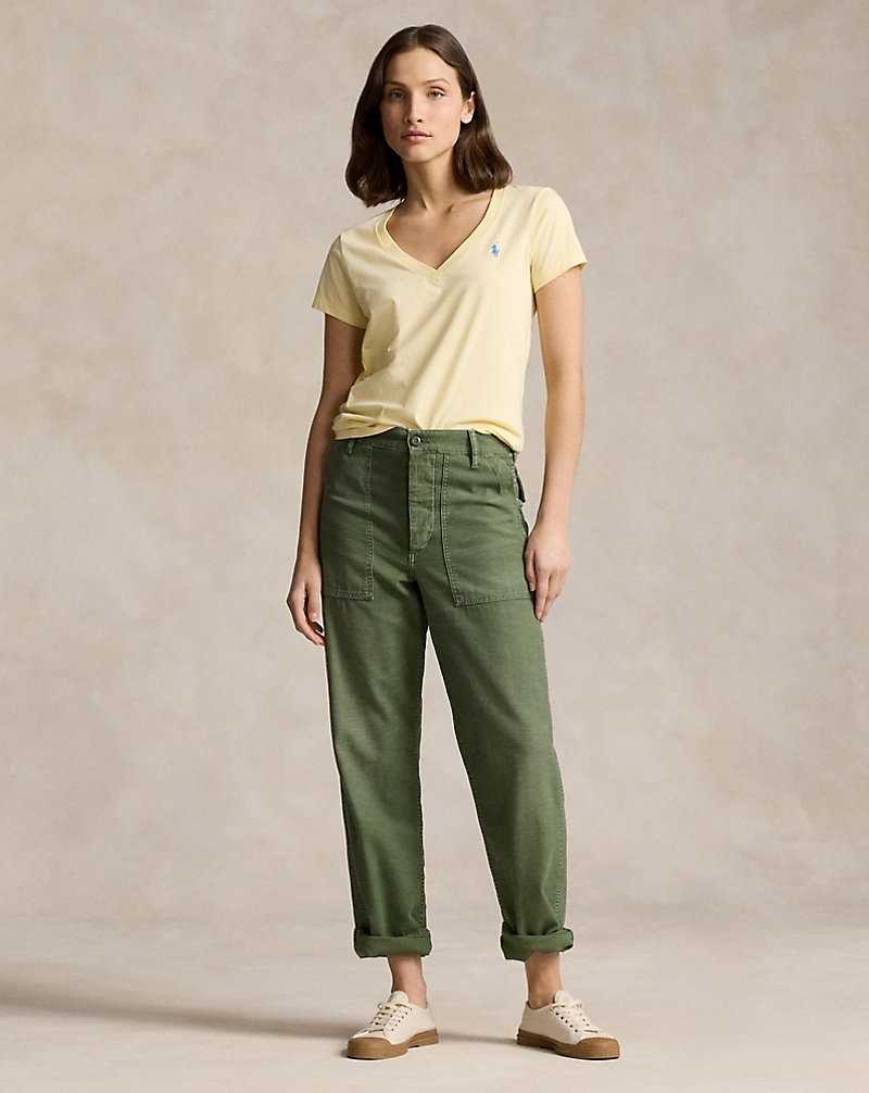 Camiseta Ralph Lauren Cotton Jersey V-Neck Mujer Amarillos | RKSDJUN-31 - vista 3