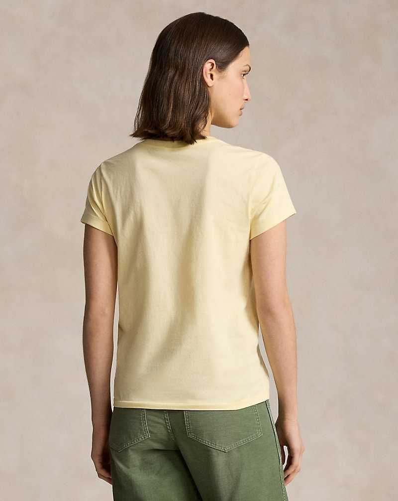 Camiseta Ralph Lauren Cotton Jersey V-Neck Mujer Amarillos | RKSDJUN-31 - vista 4