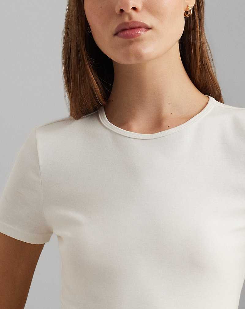Camiseta Ralph Lauren Cotton-Blend Mujer Blancos | DJLVWFP-25 - vista 5