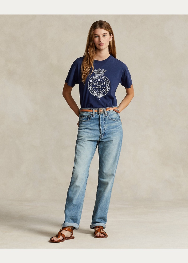 Camiseta Crest-Logo Algodon Jersey Mujer Azules Oscuro | IBJT19650 - vista 2