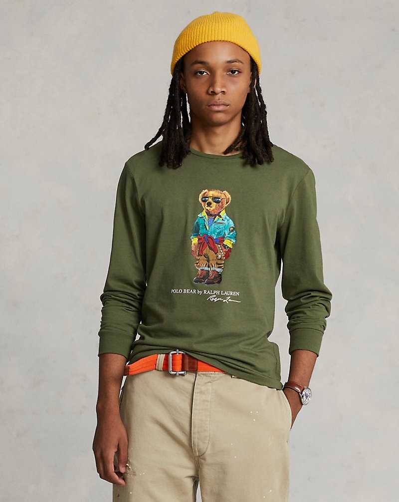Camiseta Ralph Lauren Custom Slim Bear Jersey Hombre Azules | TOFCMVN-25 - vista 1