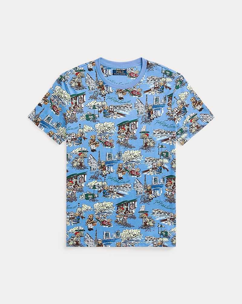 Camiseta Ralph Lauren Custom Slim Fit Bear Jersey Hombre Azules Flores | ANUGBXM-39 - vista 2