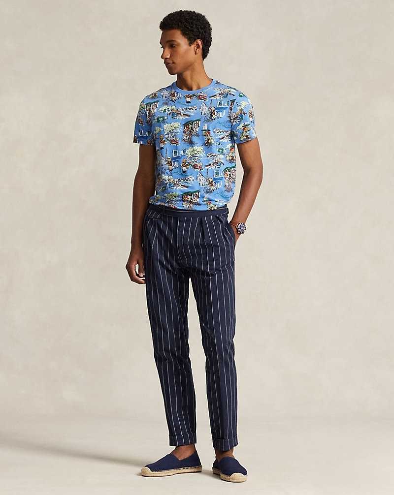 Camiseta Ralph Lauren Custom Slim Fit Bear Jersey Hombre Azules Flores | ANUGBXM-39 - vista 3