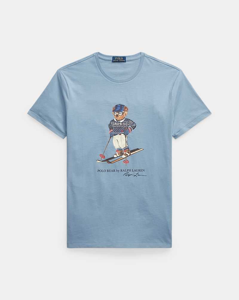 Camiseta Ralph Lauren Custom Slim Fit Bear Jersey Hombre Azules | XYUCLDW-27 - vista 2