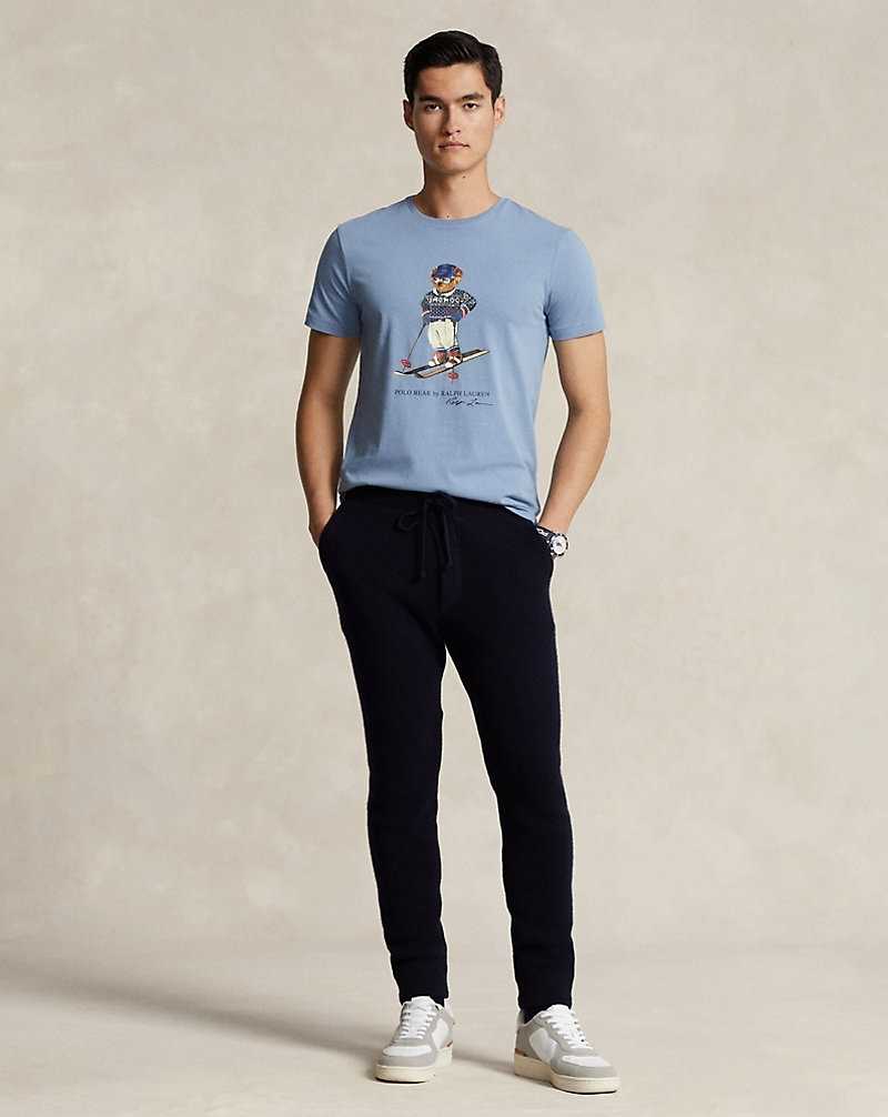 Camiseta Ralph Lauren Custom Slim Fit Bear Jersey Hombre Azules | XYUCLDW-27 - vista 3