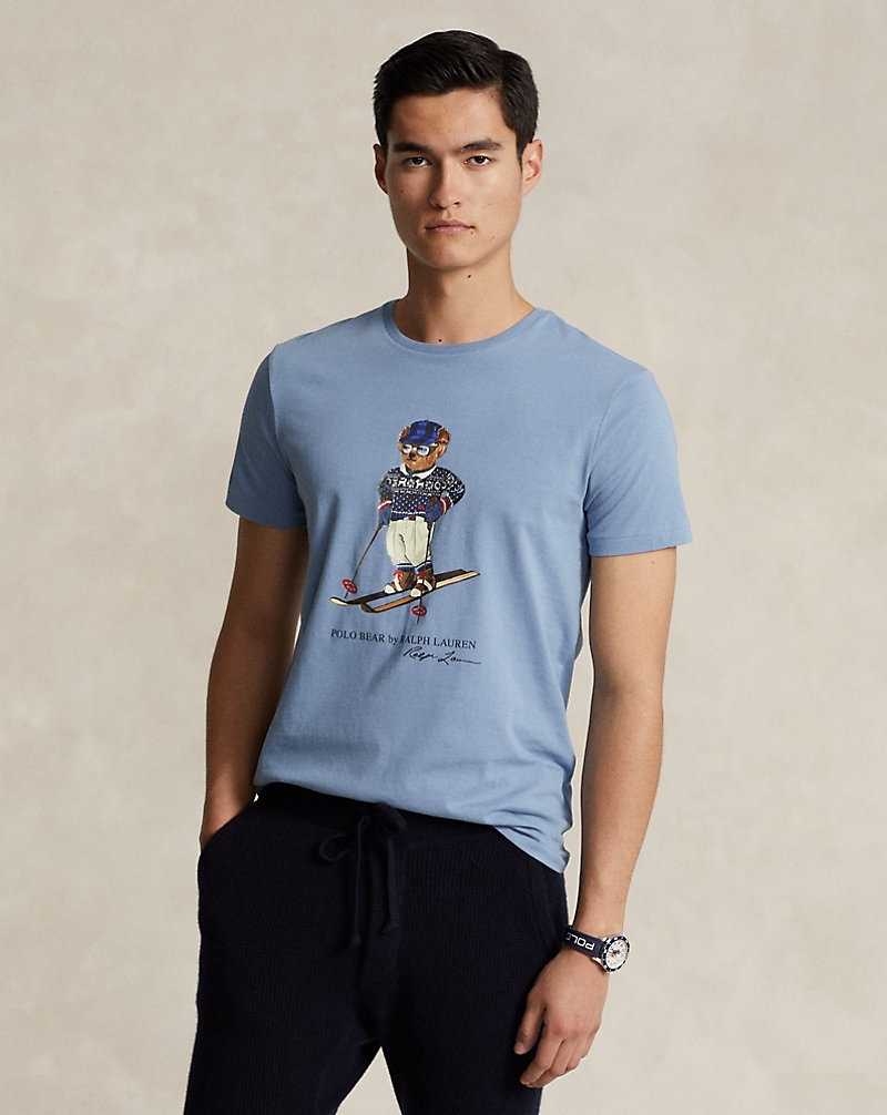 Camiseta Ralph Lauren Custom Slim Fit Bear Jersey Hombre Azules | XYUCLDW-27 - vista 1