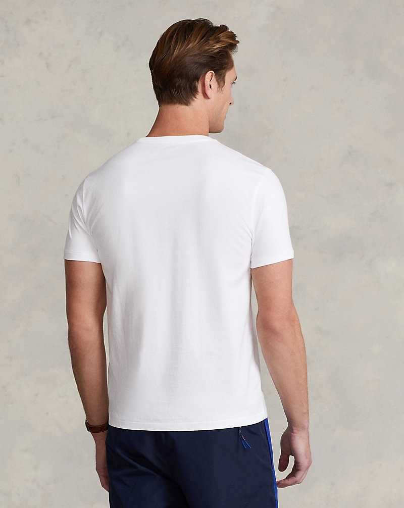 Camiseta Ralph Lauren Custom Slim Fit Crewneck Hombre Blancos | AFXKIDS-40 - vista 4