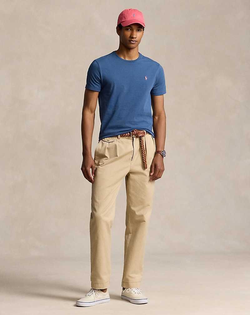 Camiseta Ralph Lauren Custom Slim Fit Crewneck Hombre Azules | SKQMOFZ-06 - vista 3