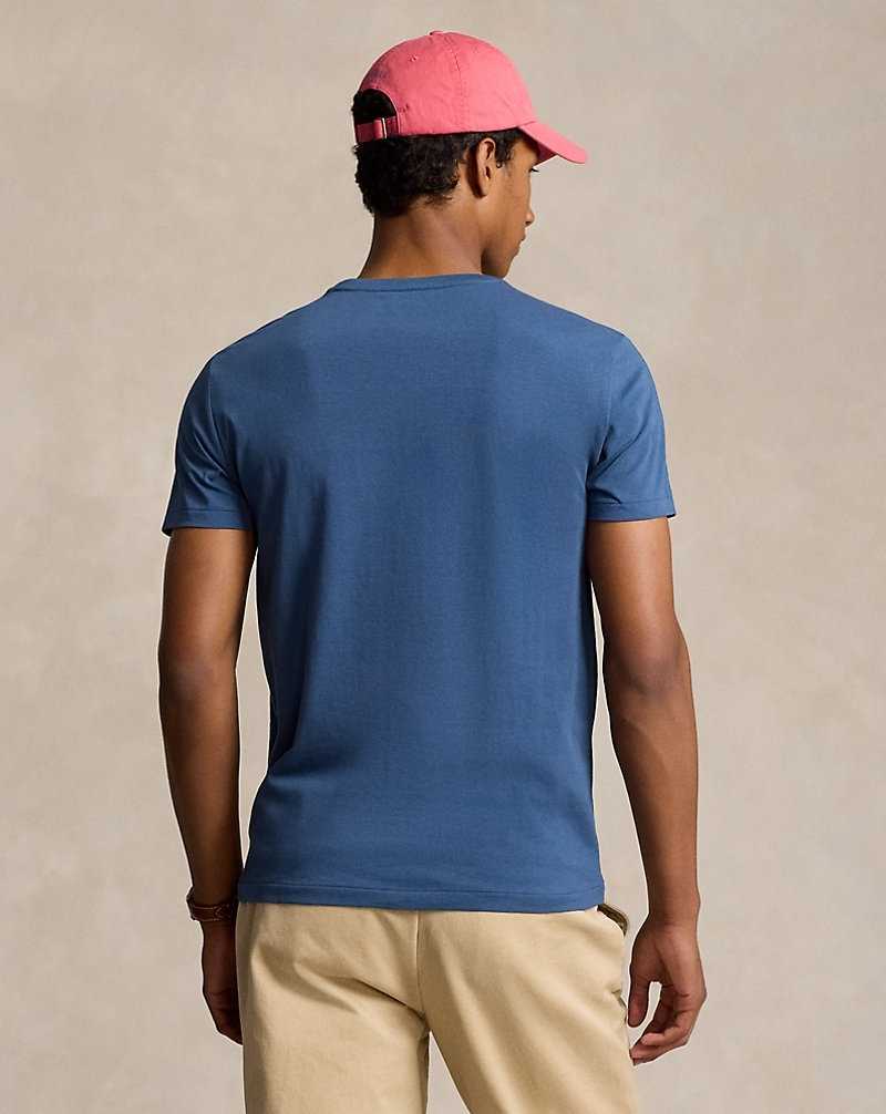 Camiseta Ralph Lauren Custom Slim Fit Crewneck Hombre Azules | SKQMOFZ-06 - vista 4
