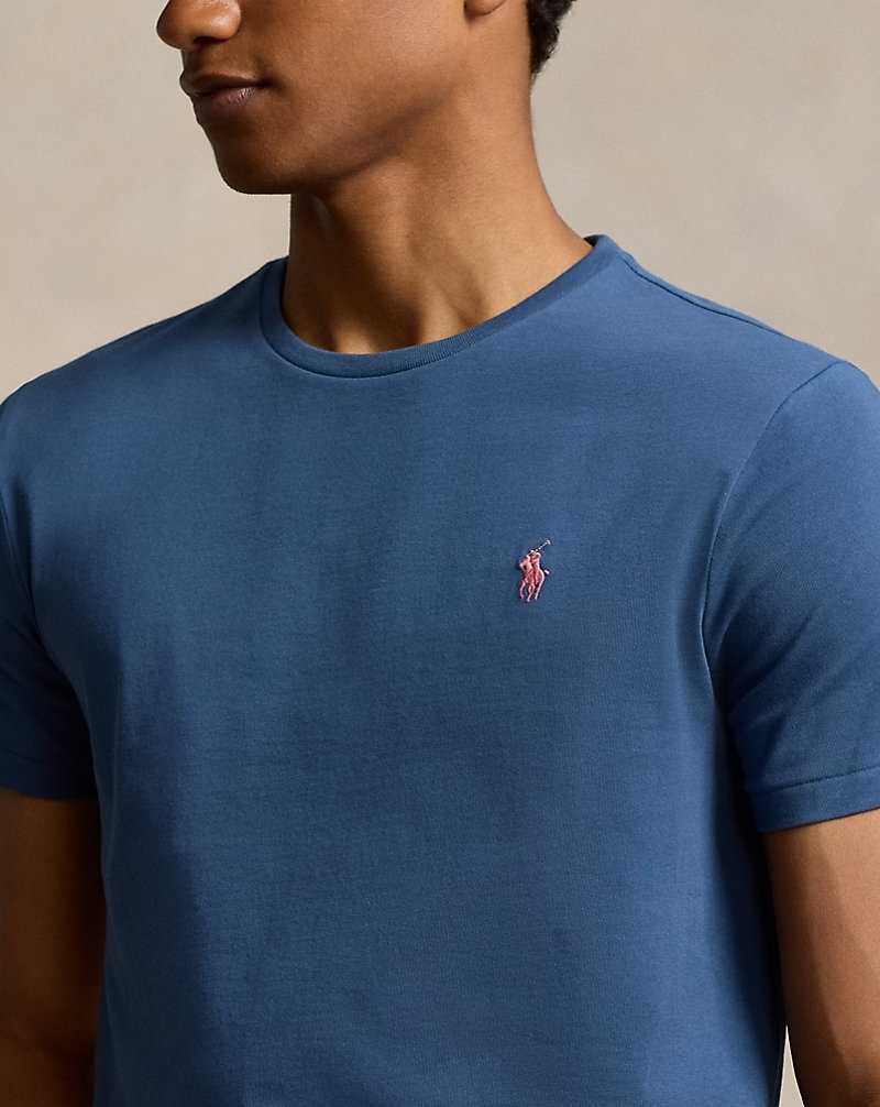 Camiseta Ralph Lauren Custom Slim Fit Crewneck Hombre Azules | SKQMOFZ-06 - vista 5
