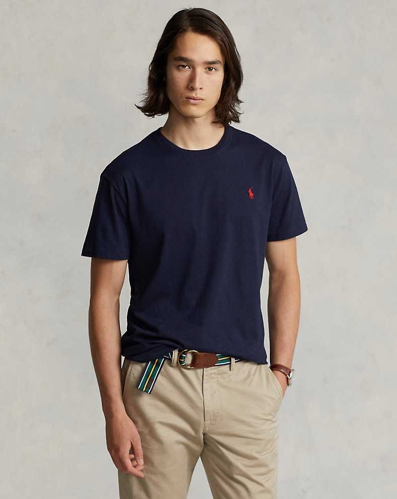 Camiseta Ralph Lauren Custom Slim Fit Jersey Crewneck Hombre Ink | YSOEJMI-20 - vista 1