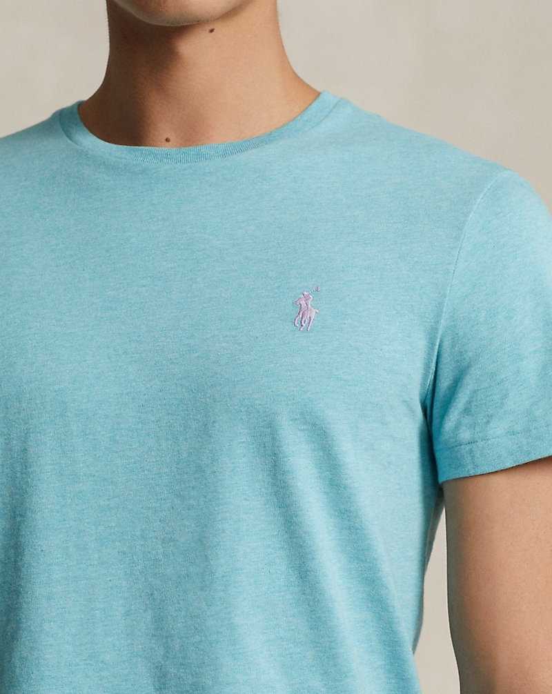 Camiseta Ralph Lauren Custom Slim Fit Jersey Crewneck Hombre Turquesa | MAUCXSO-95 - vista 5