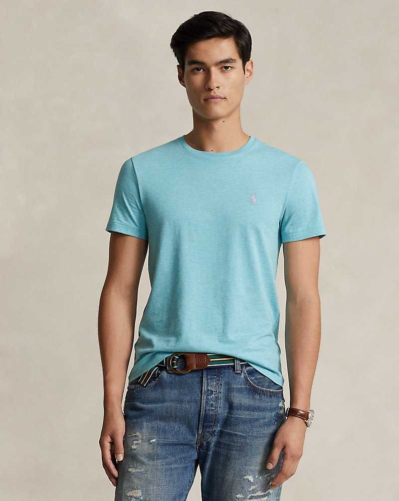 Camiseta Ralph Lauren Custom Slim Fit Jersey Crewneck Hombre Turquesa | MAUCXSO-95 - vista 1