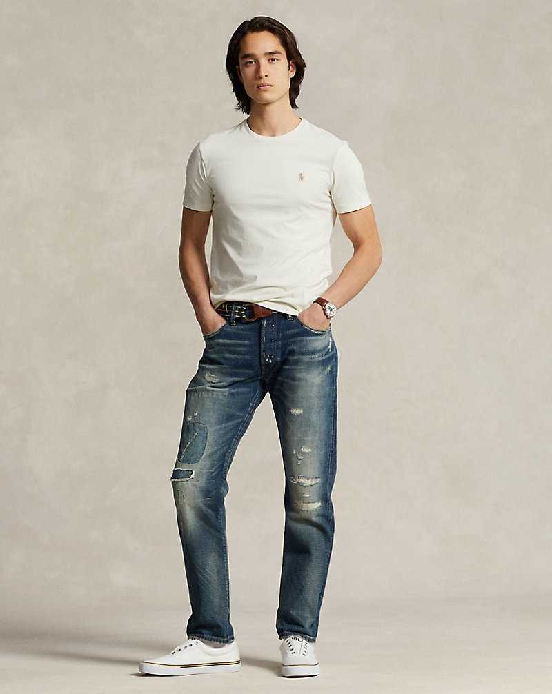 Camiseta Ralph Lauren Custom Slim Fit Jersey Crewneck Hombre Parchment Cream/C8634 | SQEPJOD-48 - vista 3