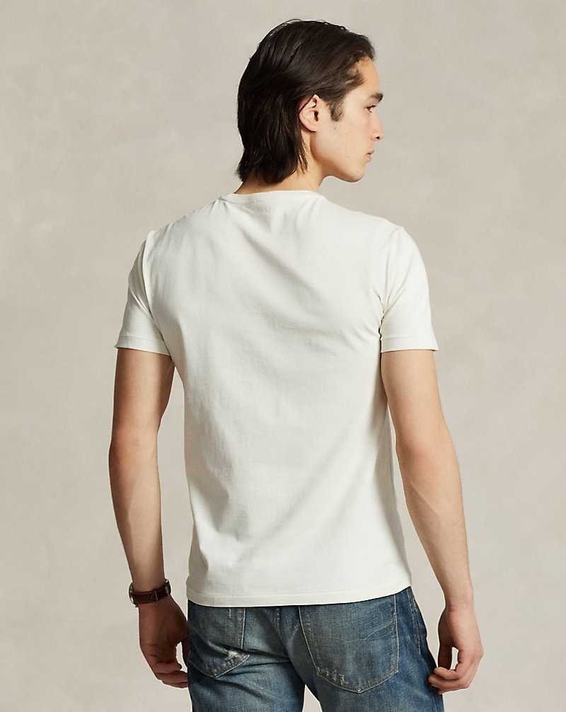 Camiseta Ralph Lauren Custom Slim Fit Jersey Crewneck Hombre Parchment Cream/C8634 | SQEPJOD-48 - vista 4