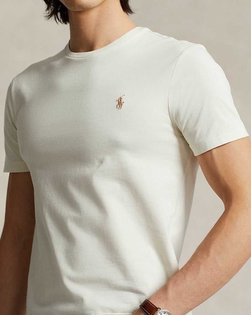 Camiseta Ralph Lauren Custom Slim Fit Jersey Crewneck Hombre Parchment Cream/C8634 | SQEPJOD-48 - vista 5