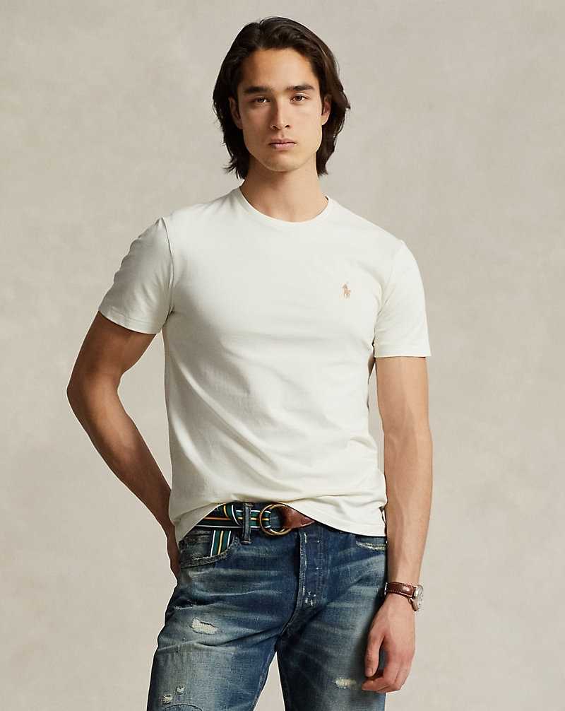 Camiseta Ralph Lauren Custom Slim Fit Jersey Crewneck Hombre Parchment Cream/C8634 | SQEPJOD-48 - vista 1