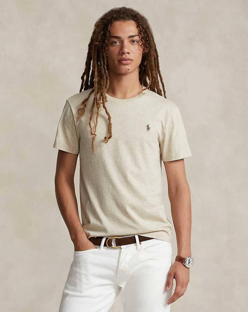 Camiseta Ralph Lauren Custom Slim Fit Jersey Crewneck Hombre Expedition Dune Heather | NRPLBZQ-90 - vista 1