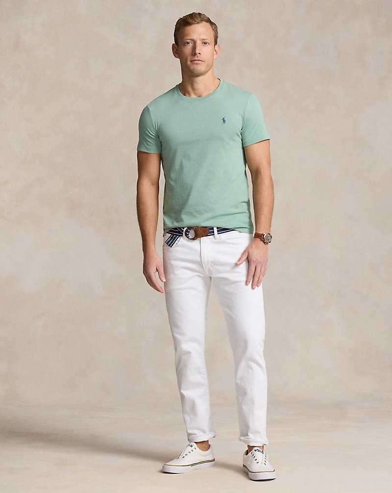 Camiseta Ralph Lauren Custom Slim Fit Jersey Crewneck Hombre Verde Menta | HJZDVFX-72 - vista 3