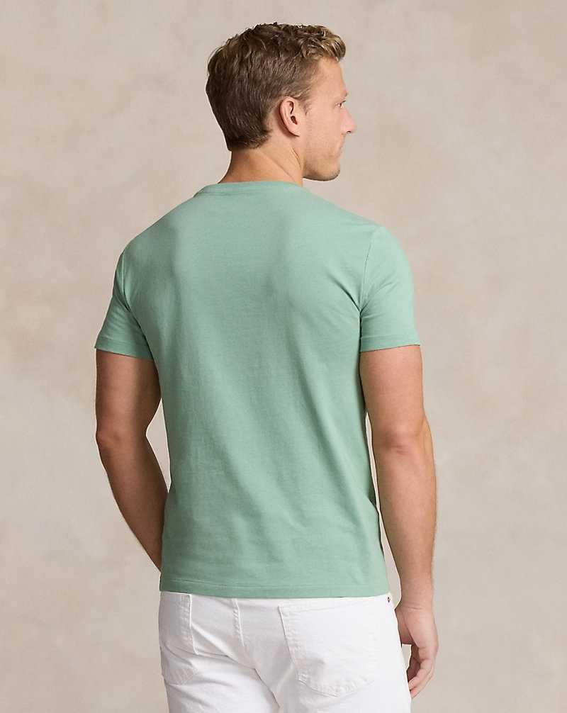Camiseta Ralph Lauren Custom Slim Fit Jersey Crewneck Hombre Verde Menta | HJZDVFX-72 - vista 4