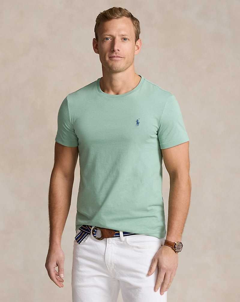 Camiseta Ralph Lauren Custom Slim Fit Jersey Crewneck Hombre Verde Menta | HJZDVFX-72 - vista 1