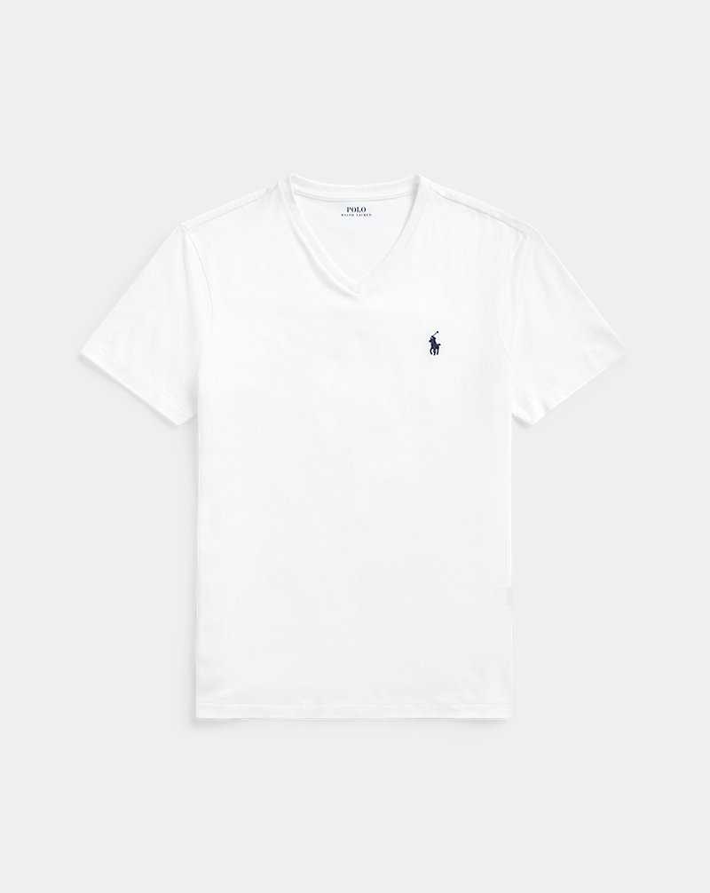 Camiseta Ralph Lauren Custom Slim Fit Jersey V-Neck Hombre Blancos | RDPVWCU-19 - vista 2