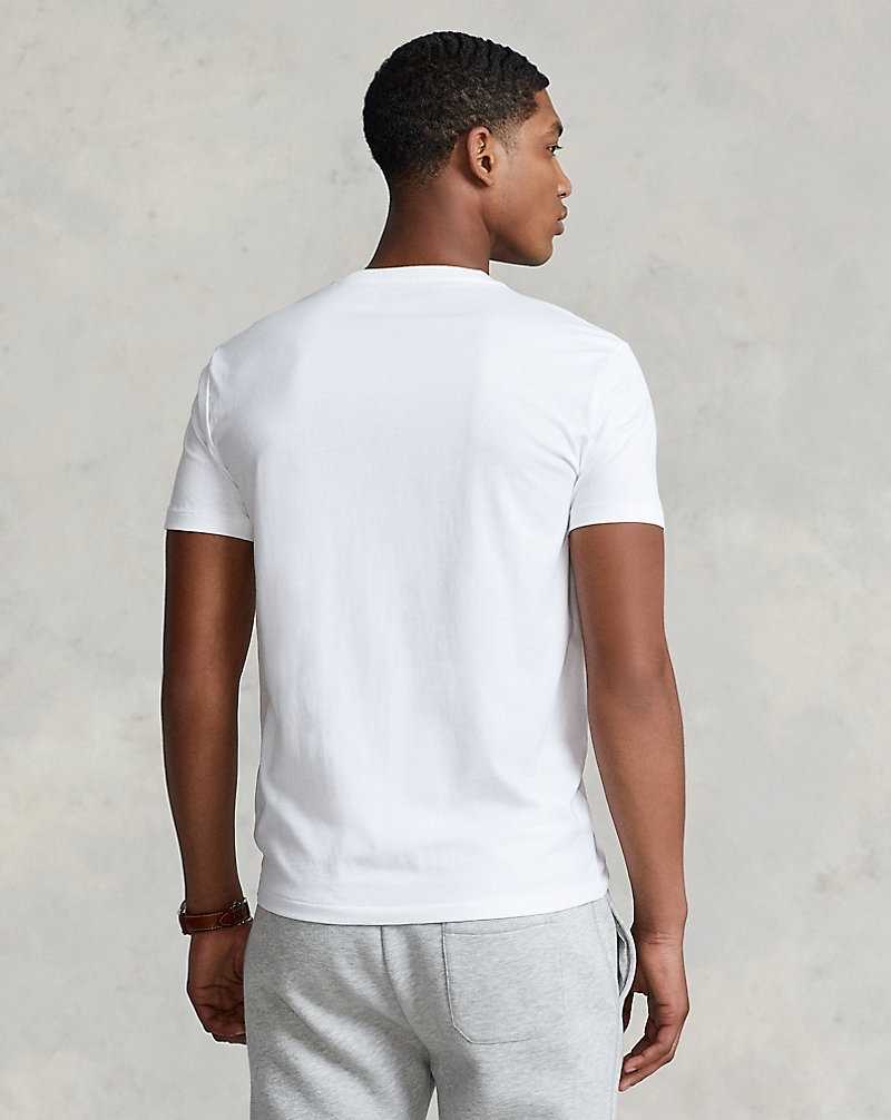 Camiseta Ralph Lauren Custom Slim Fit Jersey V-Neck Hombre Blancos | RDPVWCU-19 - vista 4
