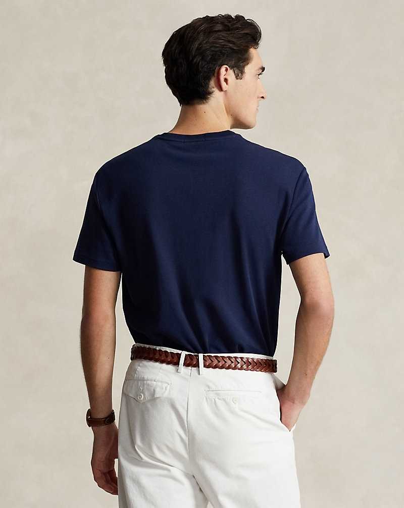 Camiseta Ralph Lauren Custom Slim Fit Soft Cotton Hombre Azul Marino | BNHYPEG-14 - vista 4