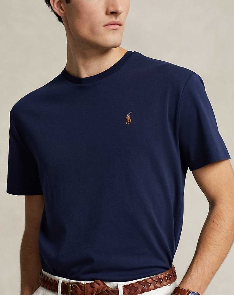 Camiseta Ralph Lauren Custom Slim Fit Soft Cotton Hombre Azul Marino | BNHYPEG-14 - vista 5