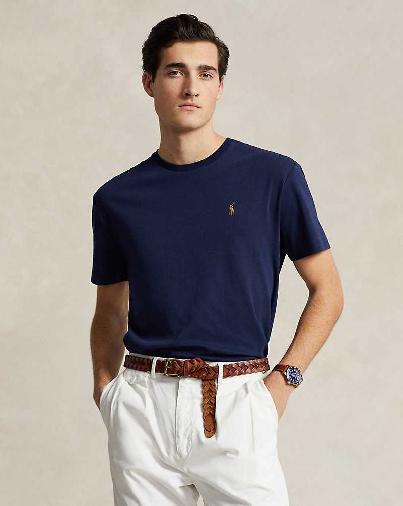 Camiseta Ralph Lauren Custom Slim Fit Soft Cotton Hombre Azul Marino | BNHYPEG-14 - vista 1