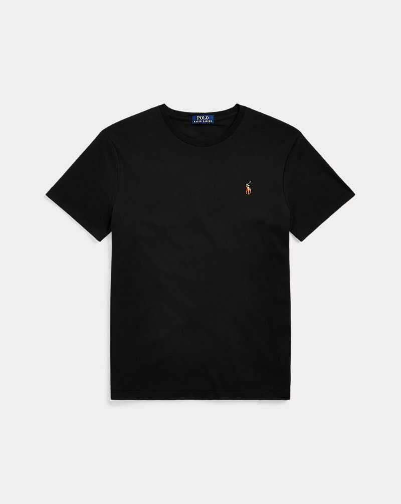 Camiseta Ralph Lauren Custom Slim Fit Soft Cotton Hombre Negros | XFLPUZV-70 - vista 2
