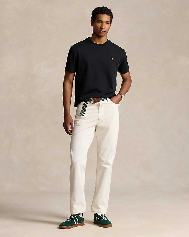 Camiseta Ralph Lauren Custom Slim Fit Soft Cotton Hombre Negros | XFLPUZV-70 - vista 3