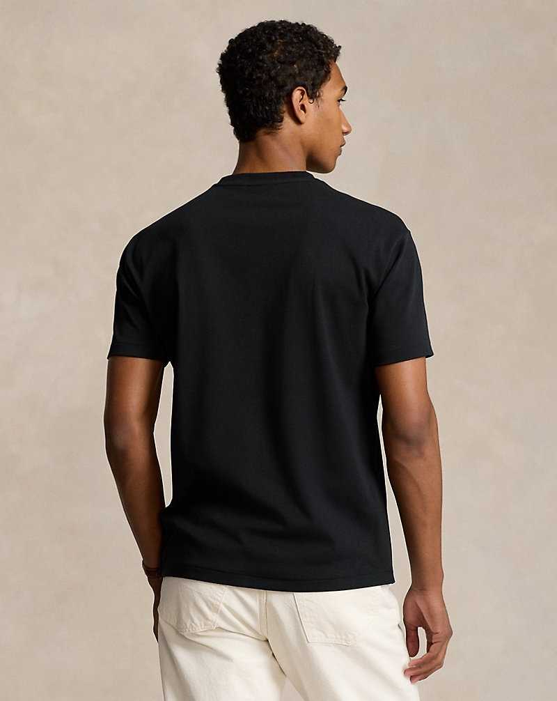 Camiseta Ralph Lauren Custom Slim Fit Soft Cotton Hombre Negros | XFLPUZV-70 - vista 4