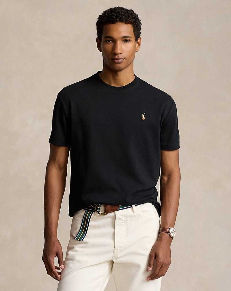 Camiseta Ralph Lauren Custom Slim Fit Soft Cotton Hombre Negros | XFLPUZV-70 - vista 1