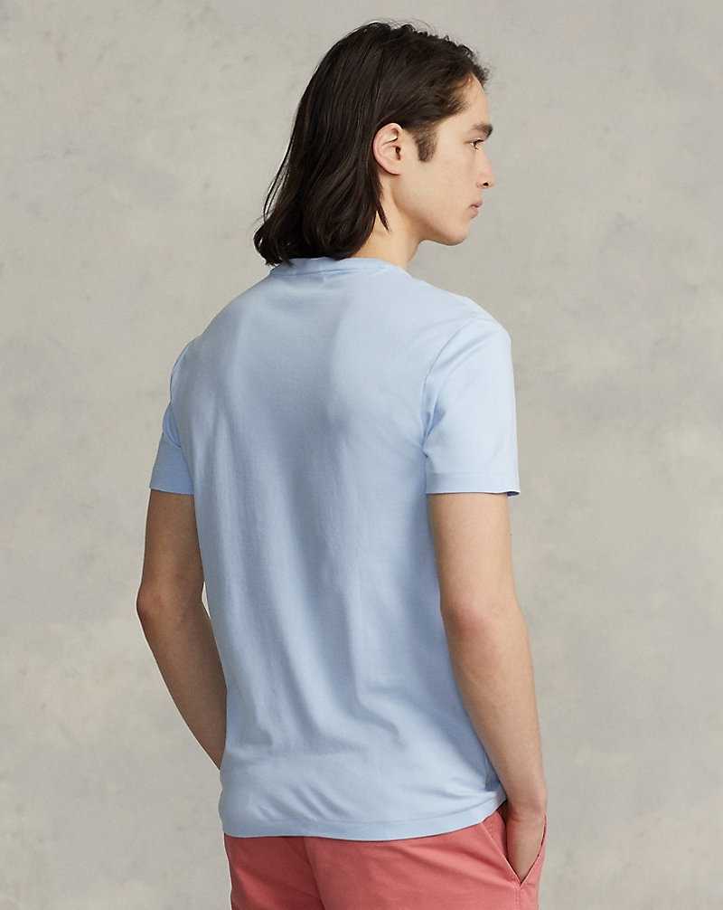 Camiseta Ralph Lauren Custom Slim Fit Soft Cotton Hombre Azules | TLEKBYF-29 - vista 4