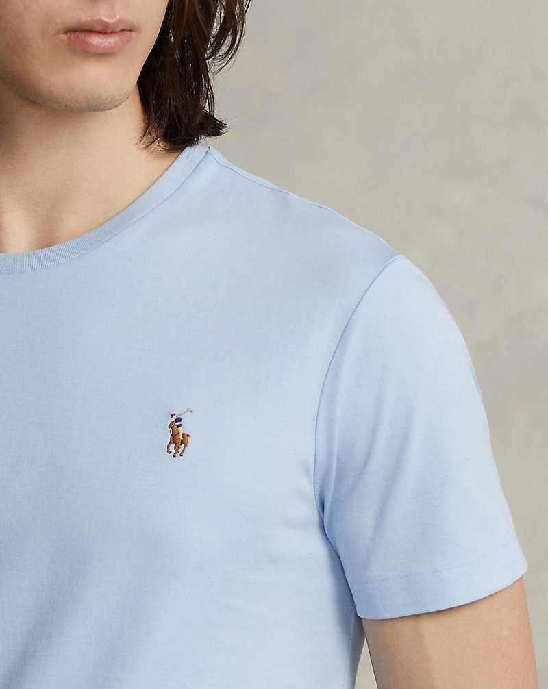 Camiseta Ralph Lauren Custom Slim Fit Soft Cotton Hombre Azules | TLEKBYF-29 - vista 5