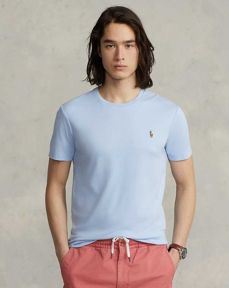Camiseta Ralph Lauren Custom Slim Fit Soft Cotton Hombre Azules | TLEKBYF-29 - vista 1