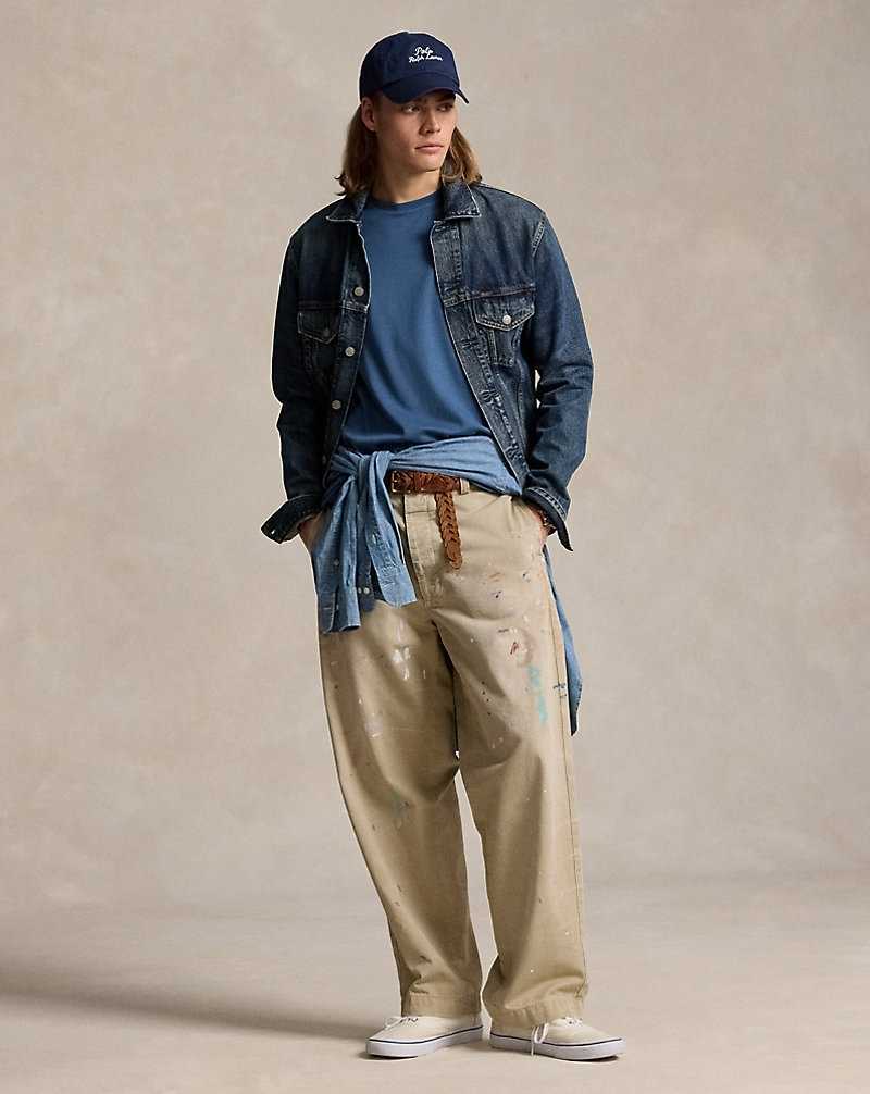 Camiseta Ralph Lauren Custom Slim Fit Soft Cotton Hombre Azules | SPBZTWI-07 - vista 3