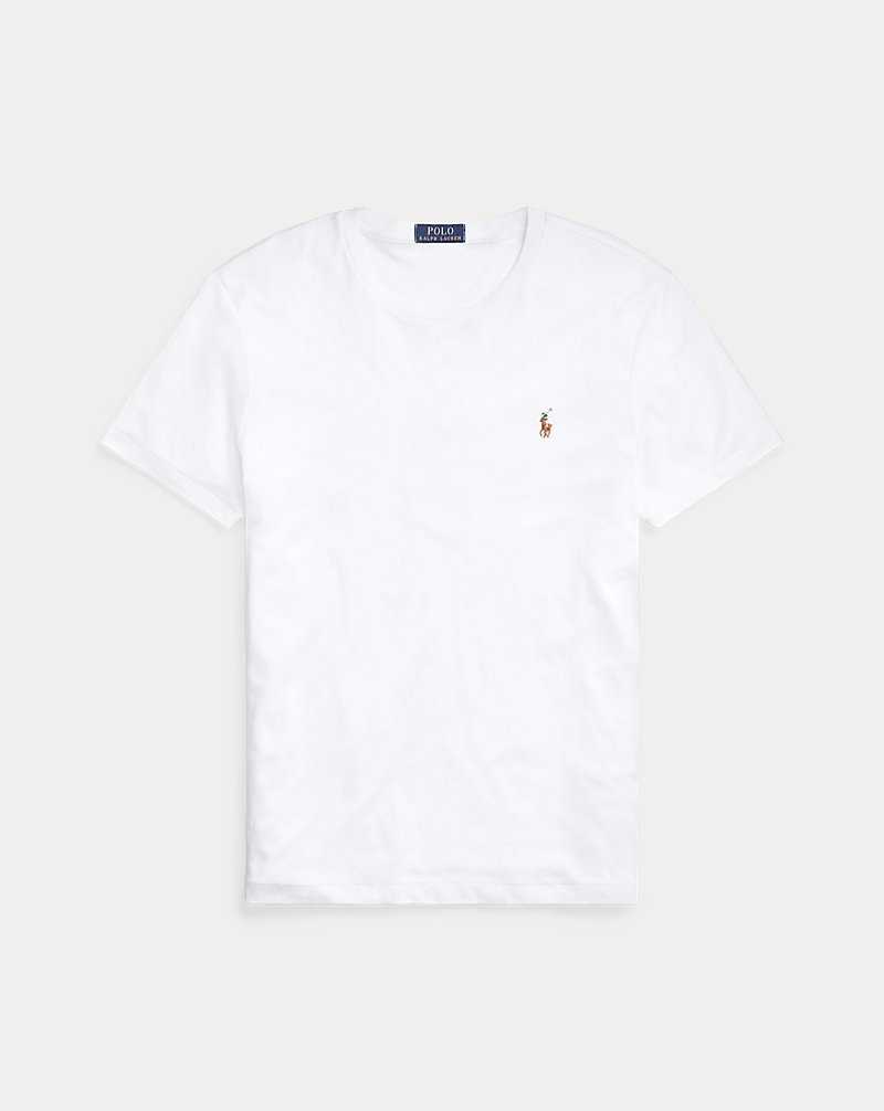 Camiseta Ralph Lauren Custom Slim Fit Soft Cotton Hombre Blancos | PFECLDR-76 - vista 2
