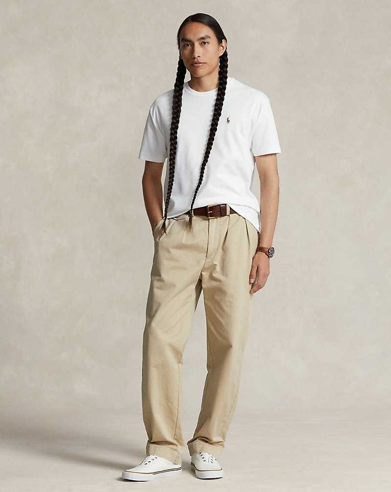 Camiseta Ralph Lauren Custom Slim Fit Soft Cotton Hombre Blancos | PFECLDR-76 - vista 3