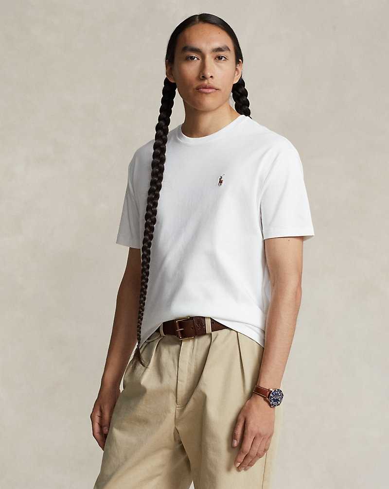 Camiseta Ralph Lauren Custom Slim Fit Soft Cotton Hombre Blancos | PFECLDR-76 - vista 1
