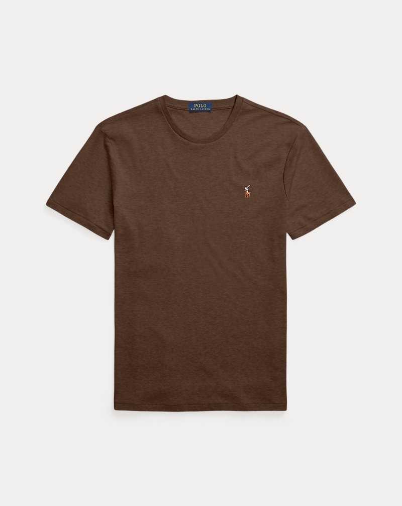 Camiseta Ralph Lauren Custom Slim Fit Soft Cotton Hombre Marrom | PMKJVHW-91 - vista 2