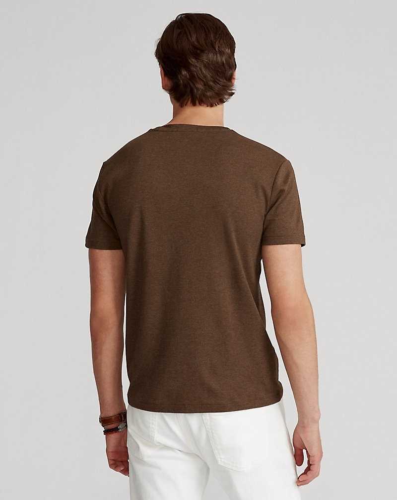 Camiseta Ralph Lauren Custom Slim Fit Soft Cotton Hombre Marrom | PMKJVHW-91 - vista 4