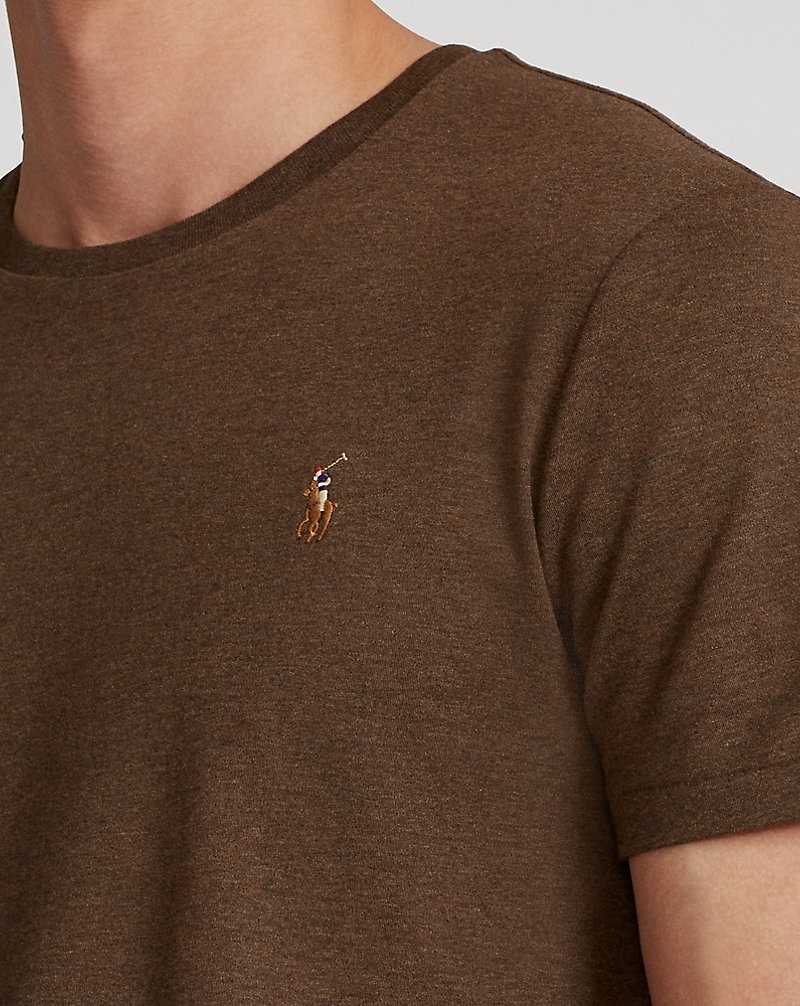 Camiseta Ralph Lauren Custom Slim Fit Soft Cotton Hombre Marrom | PMKJVHW-91 - vista 5