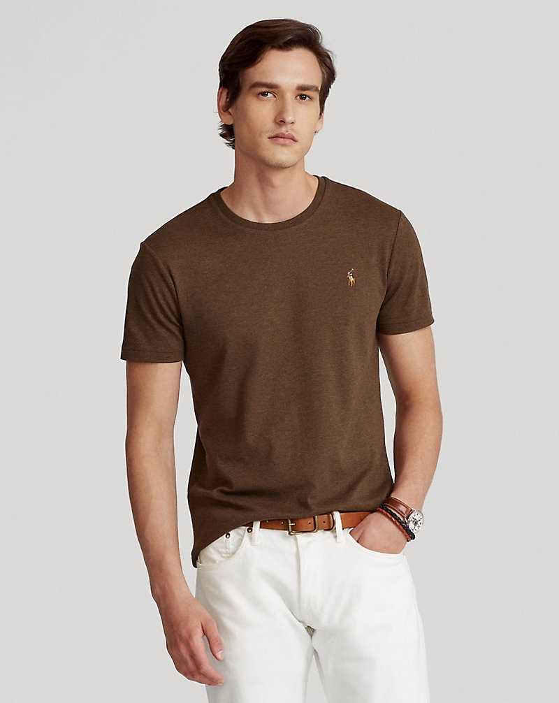 Camiseta Ralph Lauren Custom Slim Fit Soft Cotton Hombre Marrom | PMKJVHW-91 - vista 1