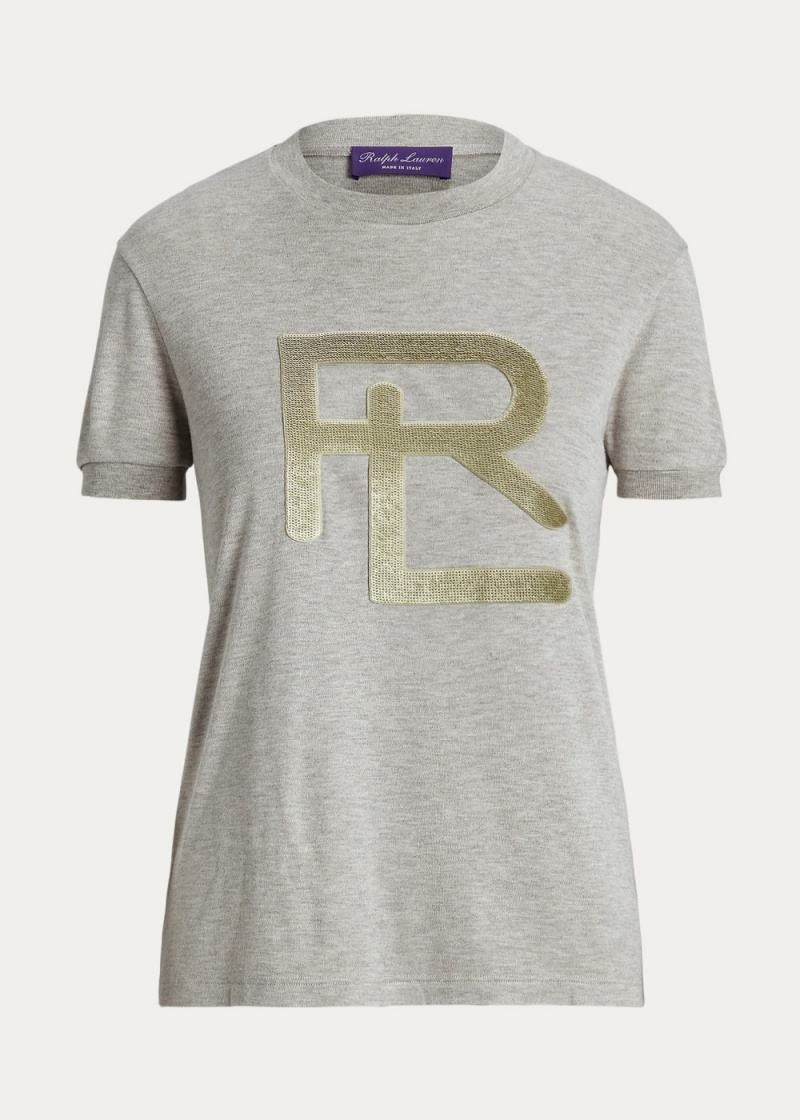 Camiseta Embellished RL Melange Interlock Mujer Negros | IYUD13928 - vista 2