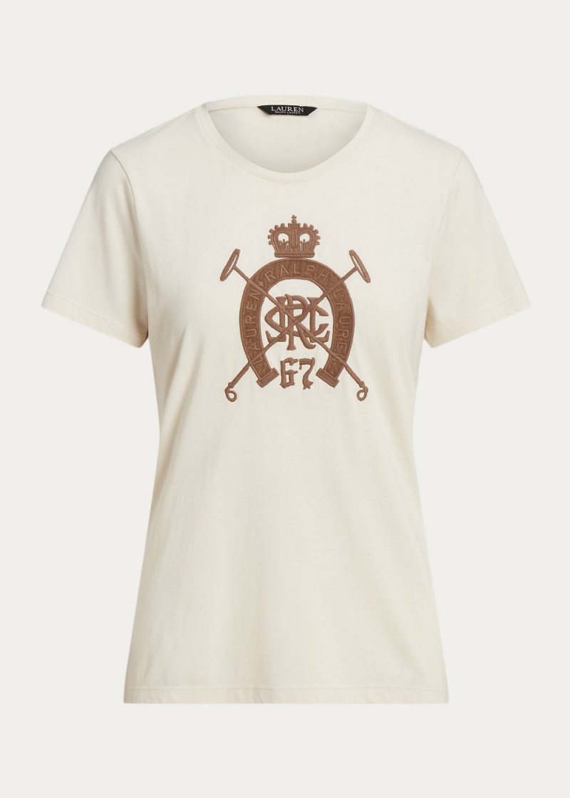 Camiseta Equestrian-Logo Algodon-Blend Jersey Mujer Creme | ADQZ73206 - vista 2
